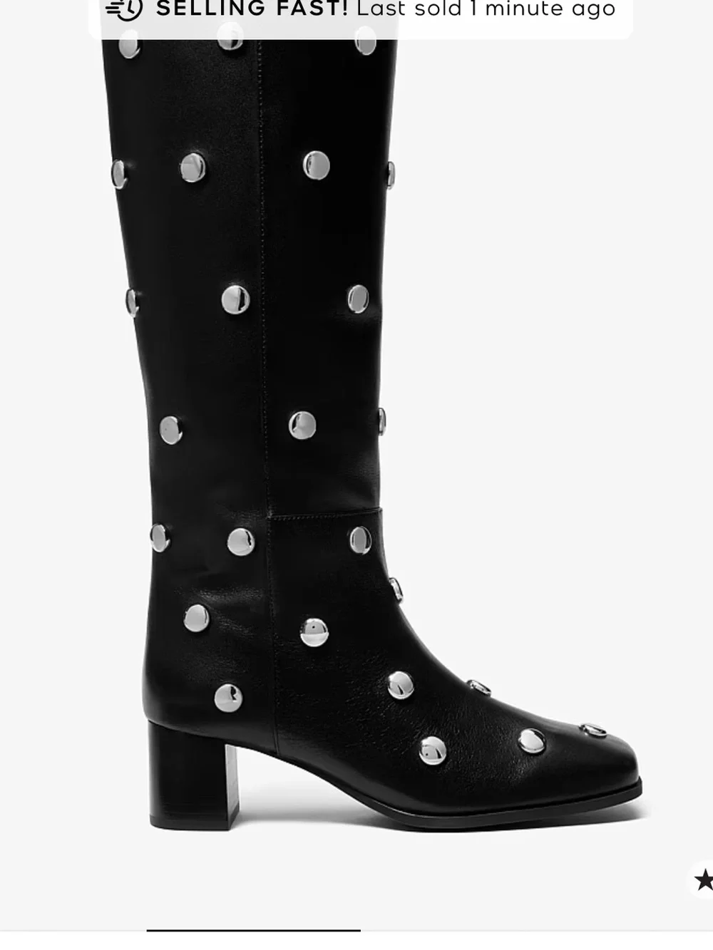Matilda MK Studded Black Leather Mid-Calf Boot - Women